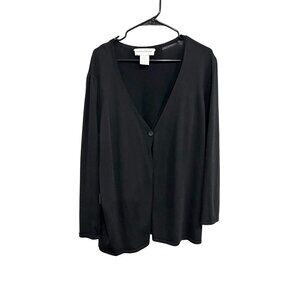 Evan-Picone Womens Black Cardigan Sweater Long Sleeve Button Front Sz 2XL